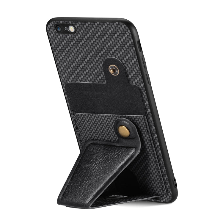 Portafoglio in fibra di carbonio Flip Card Custodia per telefono con supporto a forma di K, For iPhone 6 / 6s, For iPhone 6 Plus / 6s Plus, For iPhone SE 2022 / 2020 / 7 / 8, For iPhone 7 Plus / 8 Plus