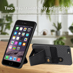 Portafoglio in fibra di carbonio Flip Card Custodia per telefono con supporto a forma di K, For iPhone 6 / 6s, For iPhone 6 Plus / 6s Plus, For iPhone SE 2022 / 2020 / 7 / 8, For iPhone 7 Plus / 8 Plus