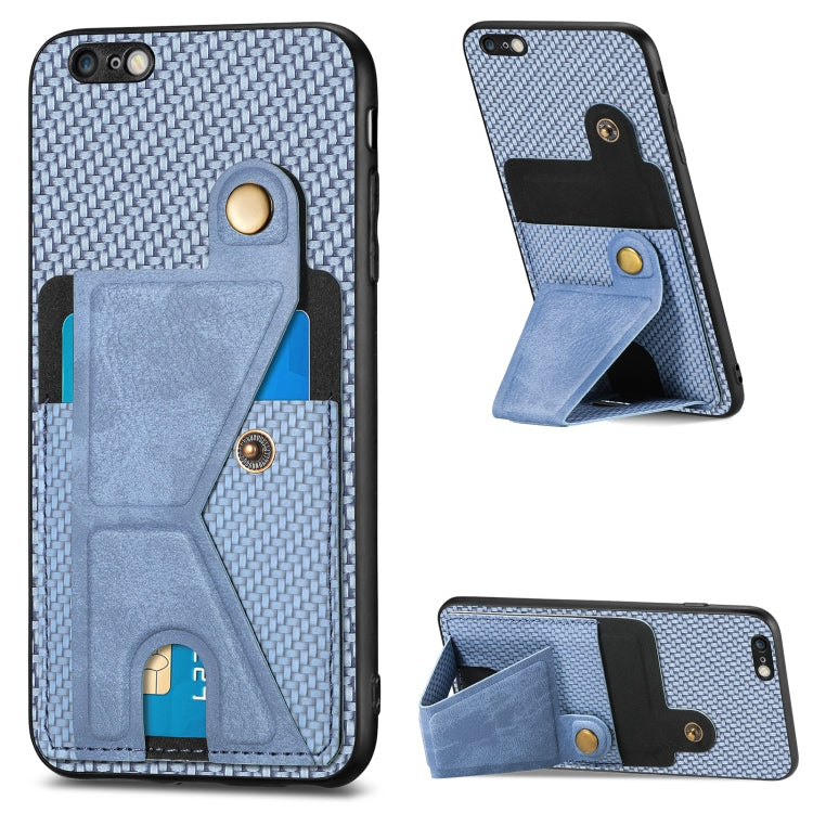 Portafoglio in fibra di carbonio Flip Card Custodia per telefono con supporto a forma di K, For iPhone 6 / 6s, For iPhone 6 Plus / 6s Plus, For iPhone SE 2022 / 2020 / 7 / 8, For iPhone 7 Plus / 8 Plus
