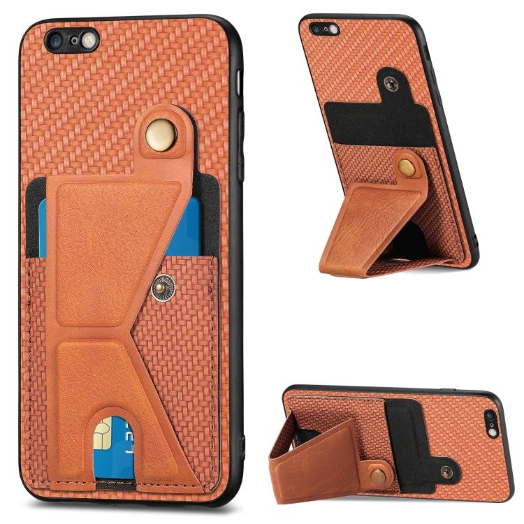 Portafoglio in fibra di carbonio Flip Card Custodia per telefono con supporto a forma di K, For iPhone 6 / 6s, For iPhone 6 Plus / 6s Plus, For iPhone SE 2022 / 2020 / 7 / 8, For iPhone 7 Plus / 8 Plus