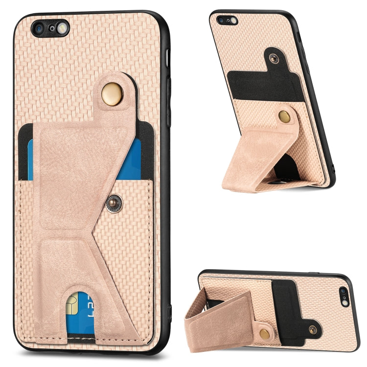 Portafoglio in fibra di carbonio Flip Card Custodia per telefono con supporto a forma di K, For iPhone 6 / 6s, For iPhone 6 Plus / 6s Plus, For iPhone SE 2022 / 2020 / 7 / 8, For iPhone 7 Plus / 8 Plus