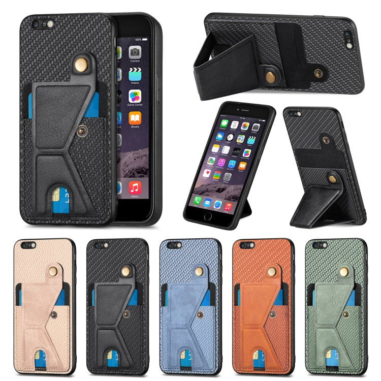 Portafoglio in fibra di carbonio Flip Card Custodia per telefono con supporto a forma di K, For iPhone 6 / 6s, For iPhone 6 Plus / 6s Plus, For iPhone SE 2022 / 2020 / 7 / 8, For iPhone 7 Plus / 8 Plus