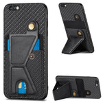 Portafoglio in fibra di carbonio Flip Card Custodia per telefono con supporto a forma di K, For iPhone 6 / 6s, For iPhone 6 Plus / 6s Plus, For iPhone SE 2022 / 2020 / 7 / 8, For iPhone 7 Plus / 8 Plus
