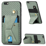Portafoglio in fibra di carbonio Flip Card Custodia per telefono con supporto a forma di K, For iPhone 6 / 6s, For iPhone 6 Plus / 6s Plus, For iPhone SE 2022 / 2020 / 7 / 8, For iPhone 7 Plus / 8 Plus