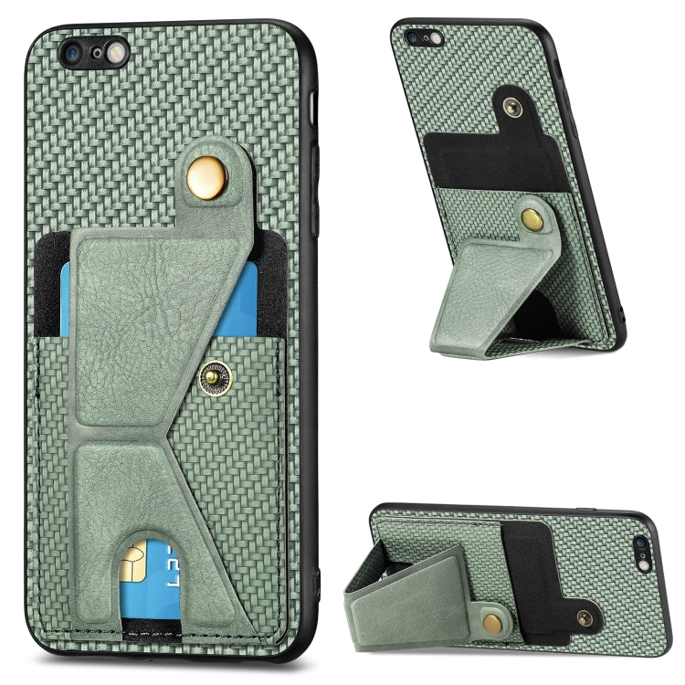 Portafoglio in fibra di carbonio Flip Card Custodia per telefono con supporto a forma di K, For iPhone 6 / 6s, For iPhone 6 Plus / 6s Plus, For iPhone SE 2022 / 2020 / 7 / 8, For iPhone 7 Plus / 8 Plus