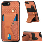 Portafoglio in fibra di carbonio Flip Card Custodia per telefono con supporto a forma di K, For iPhone 6 / 6s, For iPhone 6 Plus / 6s Plus, For iPhone SE 2022 / 2020 / 7 / 8, For iPhone 7 Plus / 8 Plus