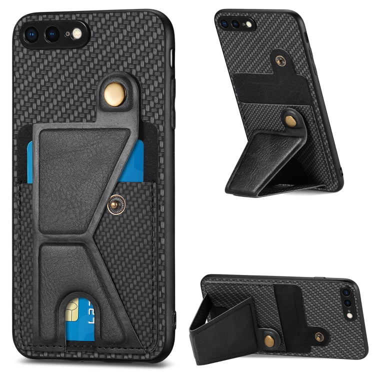 Portafoglio in fibra di carbonio Flip Card Custodia per telefono con supporto a forma di K, For iPhone 6 / 6s, For iPhone 6 Plus / 6s Plus, For iPhone SE 2022 / 2020 / 7 / 8, For iPhone 7 Plus / 8 Plus