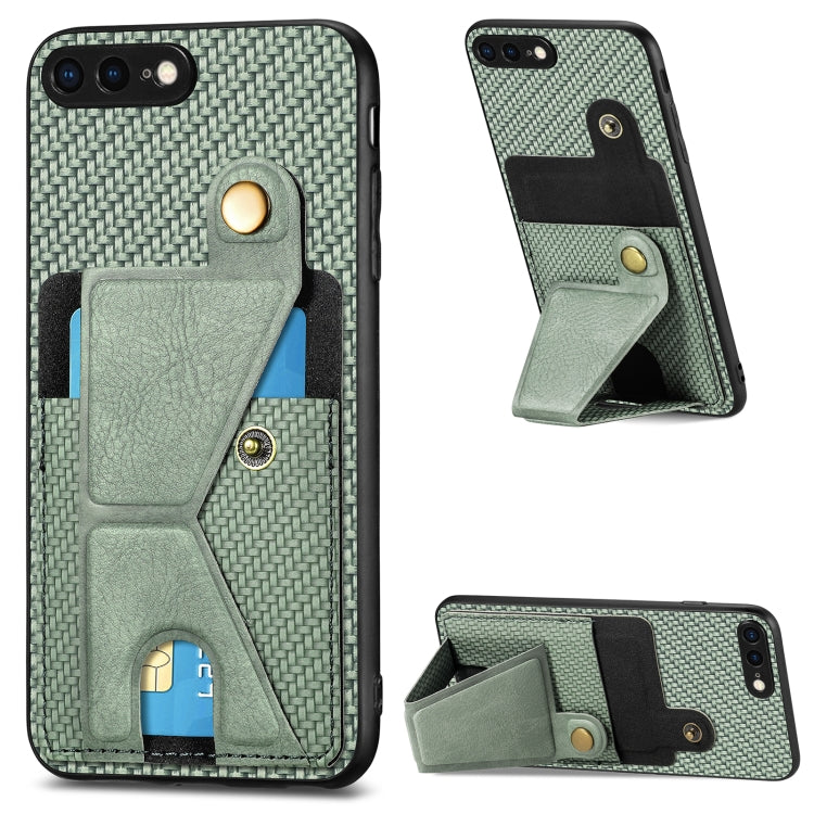 Portafoglio in fibra di carbonio Flip Card Custodia per telefono con supporto a forma di K, For iPhone 6 / 6s, For iPhone 6 Plus / 6s Plus, For iPhone SE 2022 / 2020 / 7 / 8, For iPhone 7 Plus / 8 Plus
