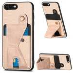 Portafoglio in fibra di carbonio Flip Card Custodia per telefono con supporto a forma di K, For iPhone 6 / 6s, For iPhone 6 Plus / 6s Plus, For iPhone SE 2022 / 2020 / 7 / 8, For iPhone 7 Plus / 8 Plus
