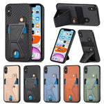 Portafoglio in fibra di carbonio Flip Card Custodia per telefono con supporto a forma di K, For iPhone X / XS, For iPhone XR, For iPhone XS Max, For iPhone 11