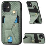 Portafoglio in fibra di carbonio Flip Card Custodia per telefono con supporto a forma di K, For iPhone X / XS, For iPhone XR, For iPhone XS Max, For iPhone 11