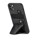 Portafoglio in fibra di carbonio Flip Card Custodia per telefono con supporto a forma di K, For iPhone 11 Pro, For iPhone 11 Pro Max, For iPhone 12 mini, For iPhone 12