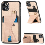Portafoglio in fibra di carbonio Flip Card Custodia per telefono con supporto a forma di K, For iPhone 11 Pro, For iPhone 11 Pro Max, For iPhone 12 mini, For iPhone 12