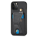 Portafoglio in fibra di carbonio Flip Card Custodia per telefono con supporto a forma di K, For iPhone 12 Pro, For iPhone 12 Pro Max, For iPhone 13 mini, For iPhone 13