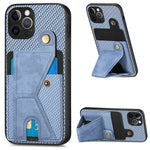 Portafoglio in fibra di carbonio Flip Card Custodia per telefono con supporto a forma di K, For iPhone 12 Pro, For iPhone 12 Pro Max, For iPhone 13 mini, For iPhone 13