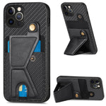 Portafoglio in fibra di carbonio Flip Card Custodia per telefono con supporto a forma di K, For iPhone 12 Pro, For iPhone 12 Pro Max, For iPhone 13 mini, For iPhone 13