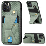 Portafoglio in fibra di carbonio Flip Card Custodia per telefono con supporto a forma di K, For iPhone 12 Pro, For iPhone 12 Pro Max, For iPhone 13 mini, For iPhone 13