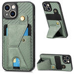 Portafoglio in fibra di carbonio Flip Card Custodia per telefono con supporto a forma di K, For iPhone 12 Pro, For iPhone 12 Pro Max, For iPhone 13 mini, For iPhone 13