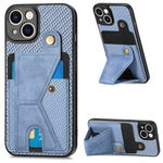 Portafoglio in fibra di carbonio Flip Card Custodia per telefono con supporto a forma di K, For iPhone 12 Pro, For iPhone 12 Pro Max, For iPhone 13 mini, For iPhone 13