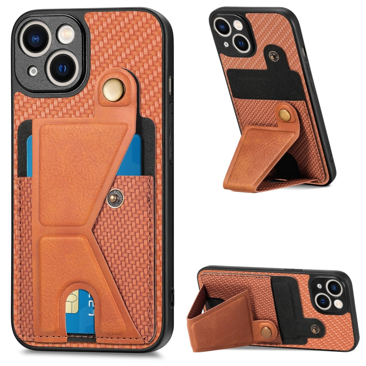 Portafoglio in fibra di carbonio Flip Card Custodia per telefono con supporto a forma di K, For iPhone 12 Pro, For iPhone 12 Pro Max, For iPhone 13 mini, For iPhone 13