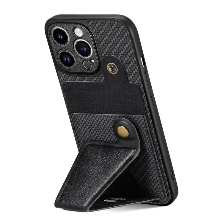 Portafoglio in fibra di carbonio Flip Card Custodia per telefono con supporto a forma di K, For iPhone 13 Pro, For iPhone 13 Pro Max, For iPhone 14, For iPhone 14 Plus