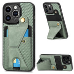 Portafoglio in fibra di carbonio Flip Card Custodia per telefono con supporto a forma di K, For iPhone 13 Pro, For iPhone 13 Pro Max, For iPhone 14, For iPhone 14 Plus