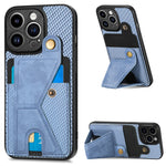 Portafoglio in fibra di carbonio Flip Card Custodia per telefono con supporto a forma di K, For iPhone 13 Pro, For iPhone 13 Pro Max, For iPhone 14, For iPhone 14 Plus
