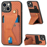 Portafoglio in fibra di carbonio Flip Card Custodia per telefono con supporto a forma di K, For iPhone 13 Pro, For iPhone 13 Pro Max, For iPhone 14, For iPhone 14 Plus