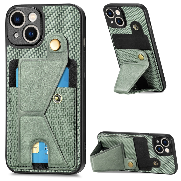 Portafoglio in fibra di carbonio Flip Card Custodia per telefono con supporto a forma di K, For iPhone 13 Pro, For iPhone 13 Pro Max, For iPhone 14, For iPhone 14 Plus