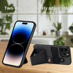 Portafoglio in fibra di carbonio Flip Card Custodia per telefono con supporto a forma di K, For iPhone 14 Pro, For iPhone 14 Pro Max