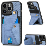 Portafoglio in fibra di carbonio Flip Card Custodia per telefono con supporto a forma di K, For iPhone 14 Pro, For iPhone 14 Pro Max
