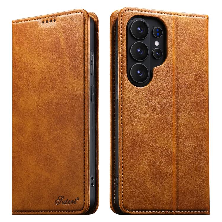 Suteni Calf Texture Custodia orizzontale in pelle flip P Horn, For Samsung Galaxy S26+ 5G, For Samsung Galaxy S26 Ultra 5G, For Samsung Galaxy S26 5G, For Samsung Galaxy S25 5G, For Samsung Galaxy S25+ 5G, For Samsung Galaxy S25 Ultra 5G