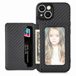 Custodia per telefono con borsa per carte magnetiche in fibra di carbonio, For iPhone 14, For iPhone 14 Plus, For iPhone 14 Pro, For iPhone 14 Pro Max