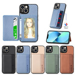 Custodia per telefono con borsa per carte magnetiche in fibra di carbonio, For iPhone 13, For iPhone 13 mini, For iPhone 13 Pro, For iPhone 13 Pro Max