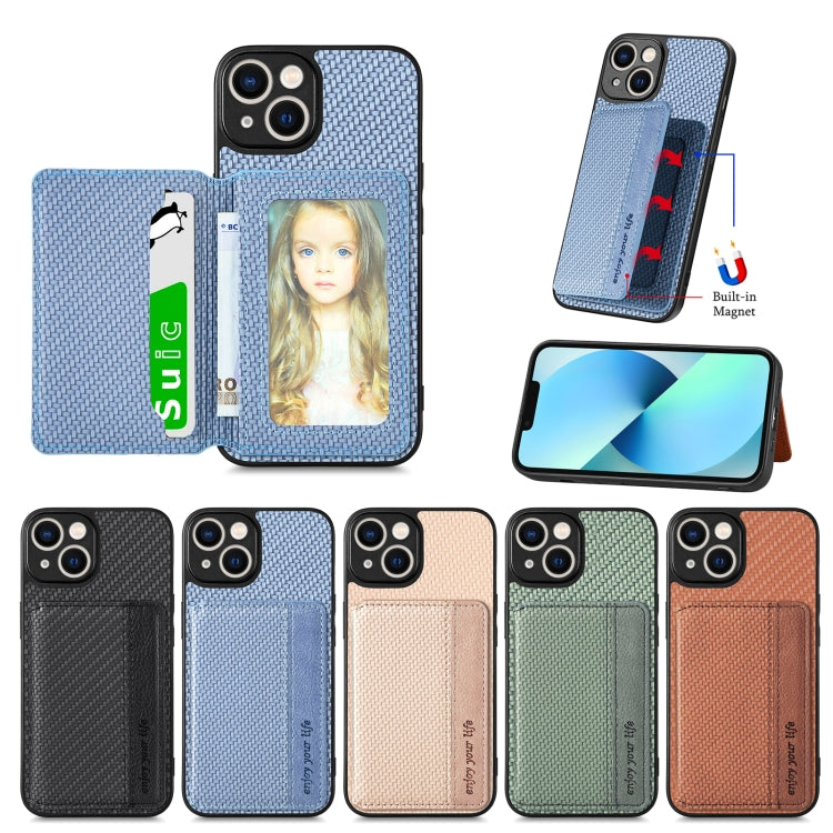 Custodia per telefono con borsa per carte magnetiche in fibra di carbonio, For iPhone 13, For iPhone 13 mini, For iPhone 13 Pro, For iPhone 13 Pro Max