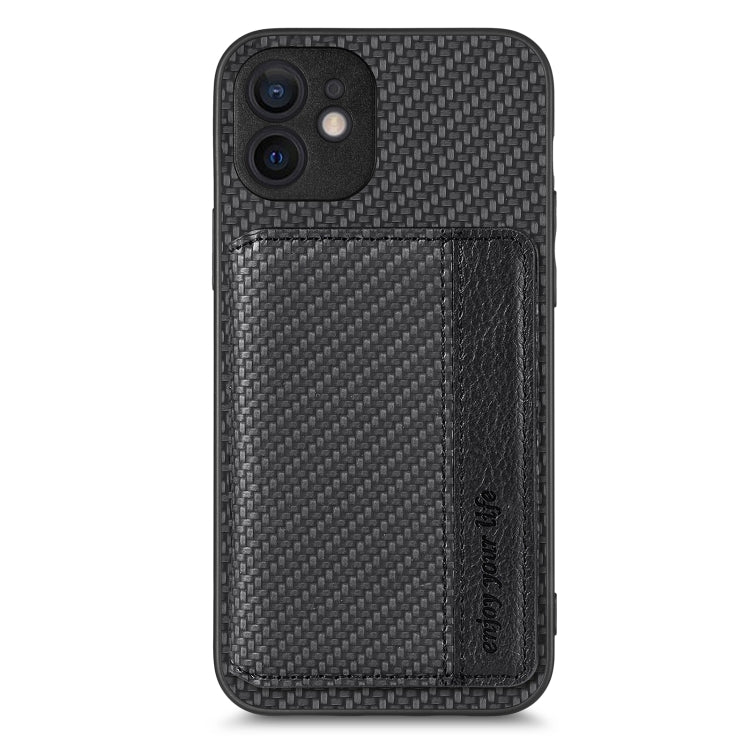 Custodia per telefono con borsa per carte magnetiche in fibra di carbonio, For iPhone 12 mini, For iPhone 12, For iPhone 12 Pro, For iPhone 12 Pro Max
