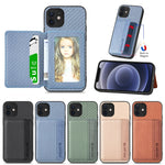 Custodia per telefono con borsa per carte magnetiche in fibra di carbonio, For iPhone 12 mini, For iPhone 12, For iPhone 12 Pro, For iPhone 12 Pro Max