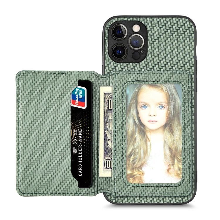 Custodia per telefono con borsa per carte magnetiche in fibra di carbonio, For iPhone 12 mini, For iPhone 12, For iPhone 12 Pro, For iPhone 12 Pro Max