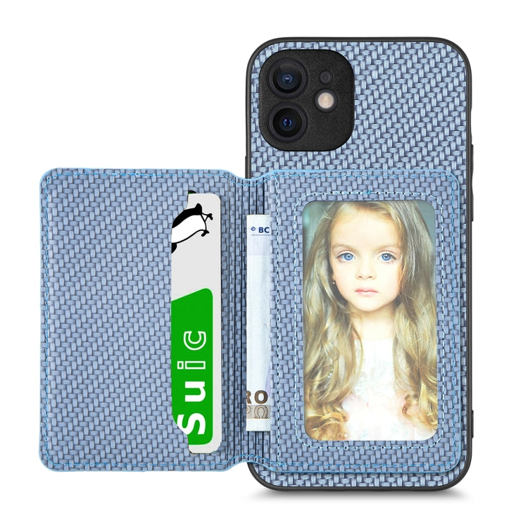 Custodia per telefono con borsa per carte magnetiche in fibra di carbonio, For iPhone 11, For iPhone 11 Pro, For iPhone 11 Pro Max, For iPhone X / XS