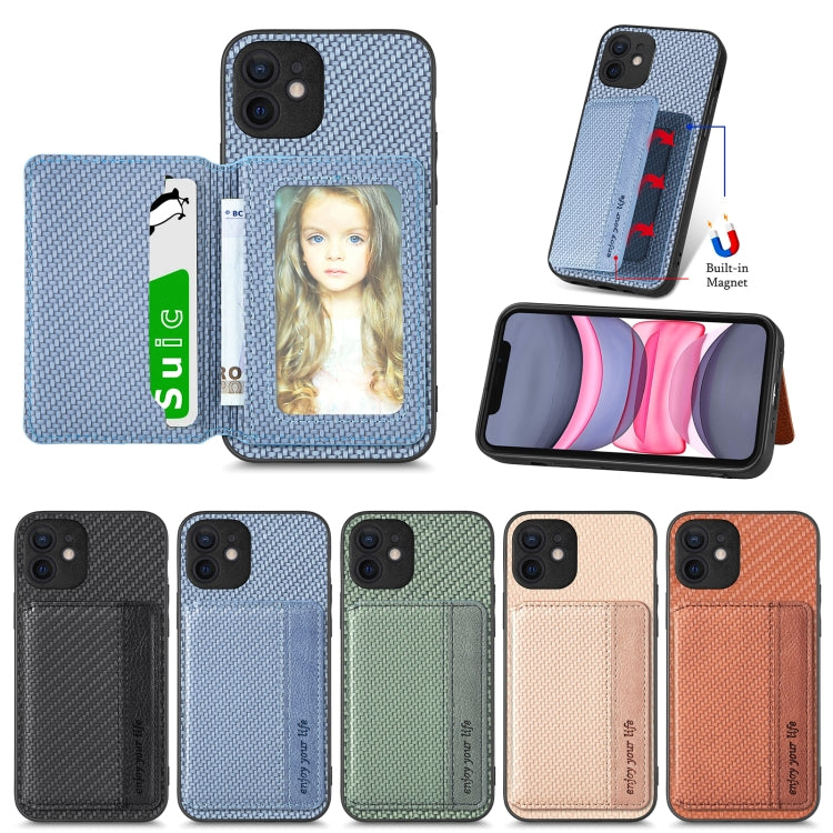 Custodia per telefono con borsa per carte magnetiche in fibra di carbonio, For iPhone 11, For iPhone 11 Pro, For iPhone 11 Pro Max, For iPhone X / XS