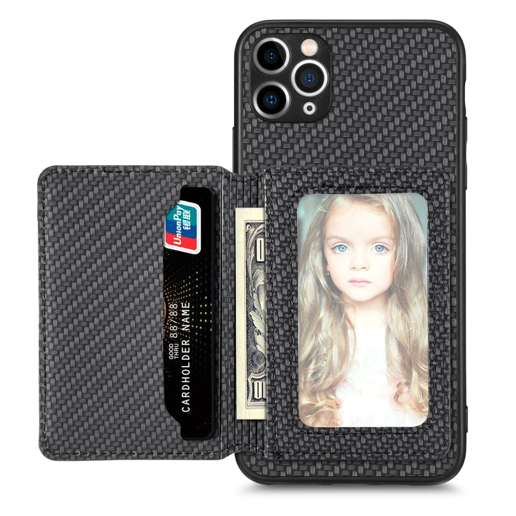 Custodia per telefono con borsa per carte magnetiche in fibra di carbonio, For iPhone 11, For iPhone 11 Pro, For iPhone 11 Pro Max, For iPhone X / XS