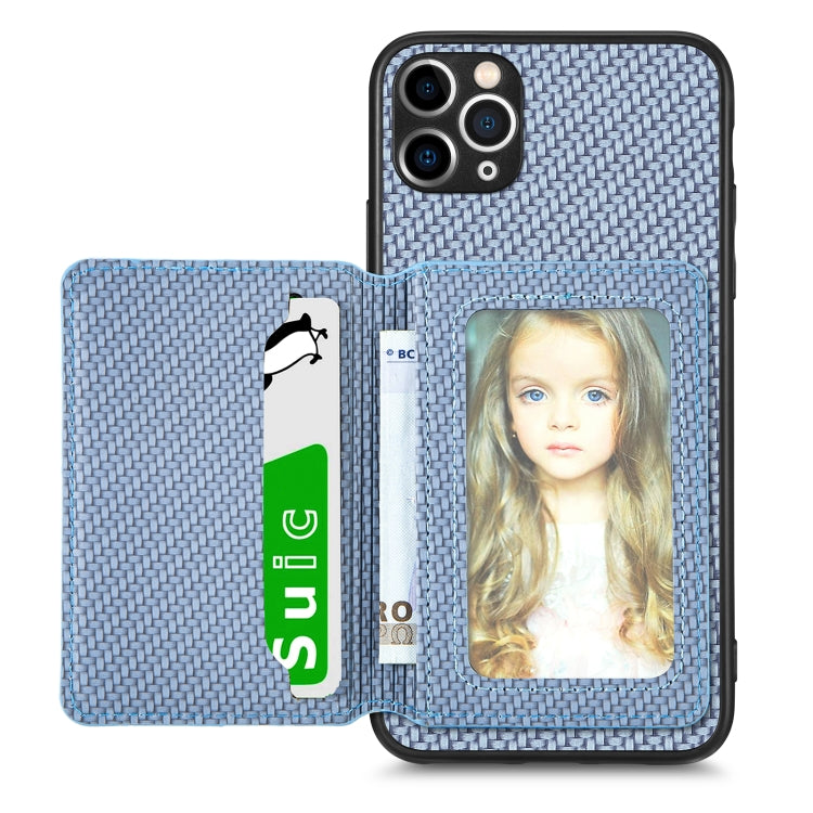 Custodia per telefono con borsa per carte magnetiche in fibra di carbonio, For iPhone 11, For iPhone 11 Pro, For iPhone 11 Pro Max, For iPhone X / XS