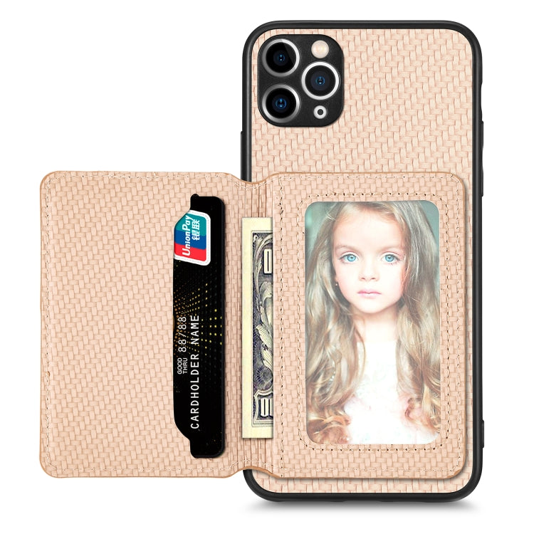 Custodia per telefono con borsa per carte magnetiche in fibra di carbonio, For iPhone 11, For iPhone 11 Pro, For iPhone 11 Pro Max, For iPhone X / XS