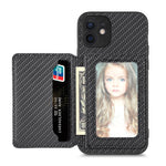 Custodia per telefono con borsa per carte magnetiche in fibra di carbonio, For iPhone 11, For iPhone 11 Pro, For iPhone 11 Pro Max, For iPhone X / XS