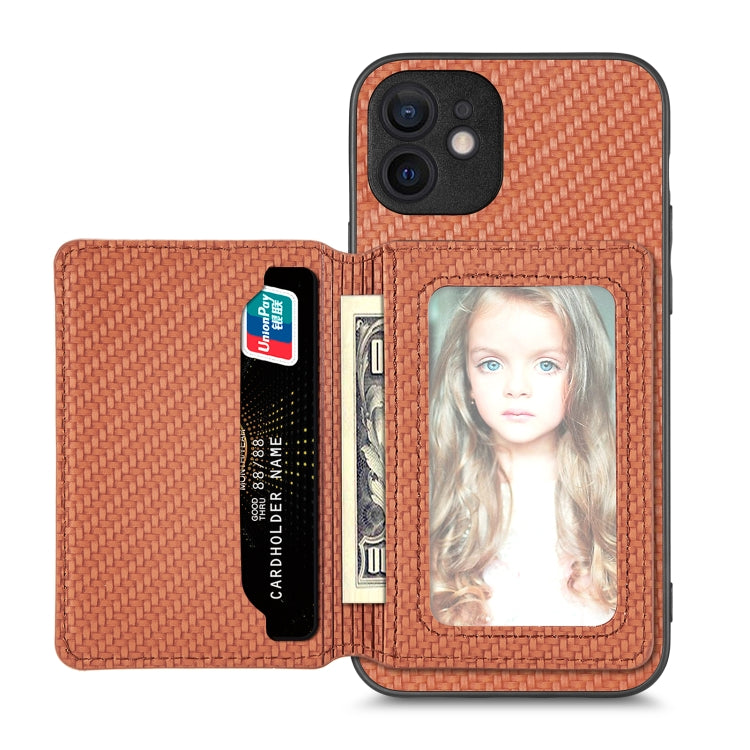 Custodia per telefono con borsa per carte magnetiche in fibra di carbonio, For iPhone 11, For iPhone 11 Pro, For iPhone 11 Pro Max, For iPhone X / XS