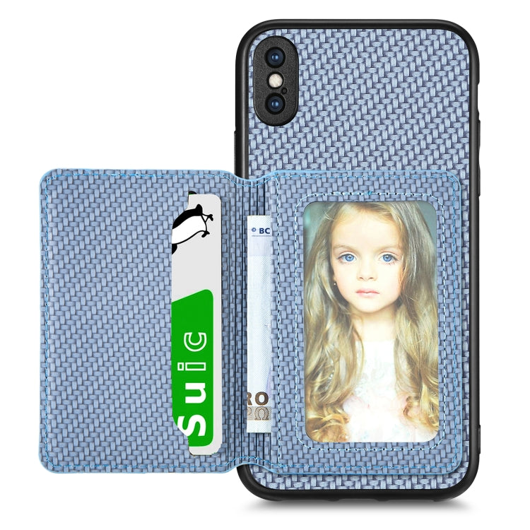 Custodia per telefono con borsa per carte magnetiche in fibra di carbonio, For iPhone 11, For iPhone 11 Pro, For iPhone 11 Pro Max, For iPhone X / XS