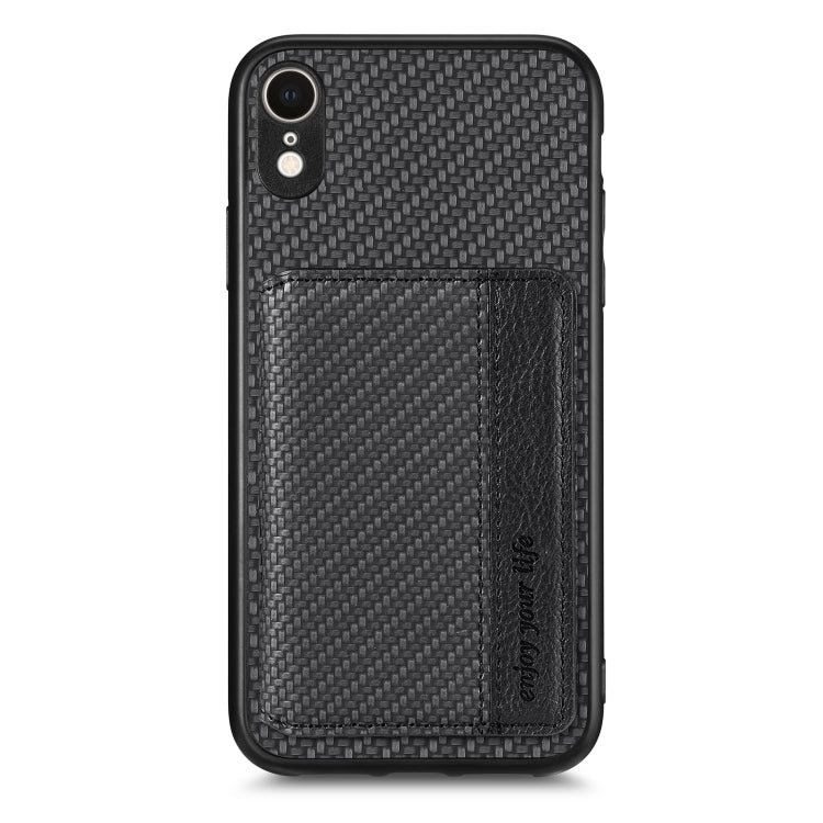 Custodia per telefono con borsa per carte magnetiche in fibra di carbonio, For iPhone XR, For iPhone XS Max, For iPhone SE 2022 / 2020 / 7 / 8, For iPhone 7 Plus / 8 Plus