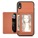 Custodia per telefono con borsa per carte magnetiche in fibra di carbonio, For iPhone XR, For iPhone XS Max, For iPhone SE 2022 / 2020 / 7 / 8, For iPhone 7 Plus / 8 Plus