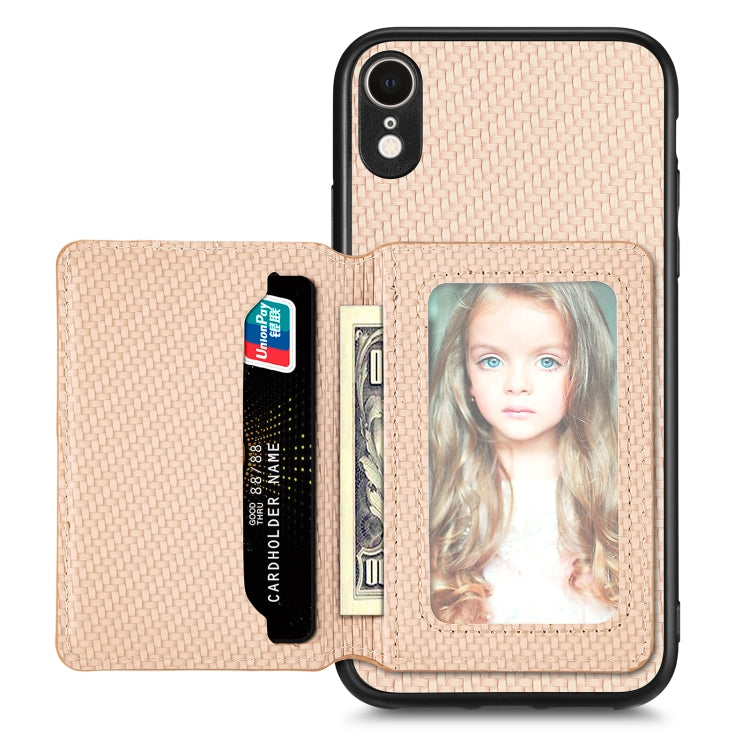 Custodia per telefono con borsa per carte magnetiche in fibra di carbonio, For iPhone XR, For iPhone XS Max, For iPhone SE 2022 / 2020 / 7 / 8, For iPhone 7 Plus / 8 Plus