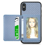 Custodia per telefono con borsa per carte magnetiche in fibra di carbonio, For iPhone XR, For iPhone XS Max, For iPhone SE 2022 / 2020 / 7 / 8, For iPhone 7 Plus / 8 Plus